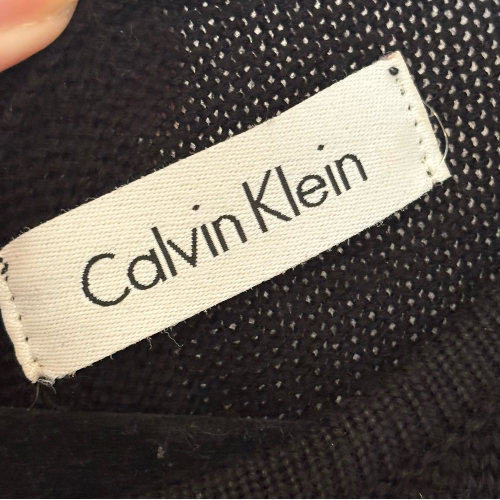 Calvin Klein Houndstooth Knit Fit & Flare Dress Sleeveless Black White Small - Picture 3 of 16